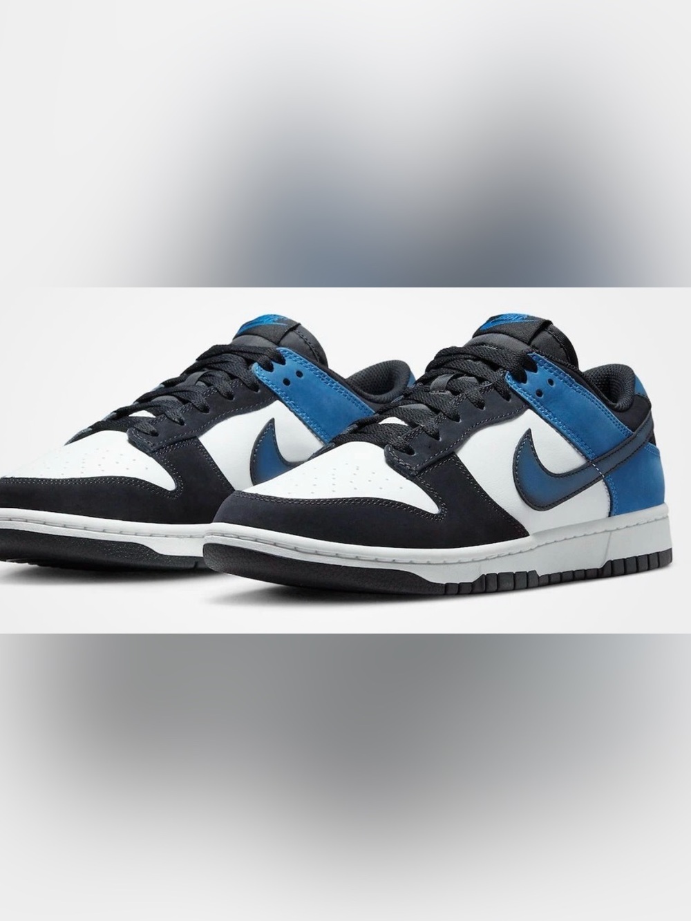 Nike Dunk Low Men's Low Top Colorblock Lace Up Sneakers Black White Blue SIZE12